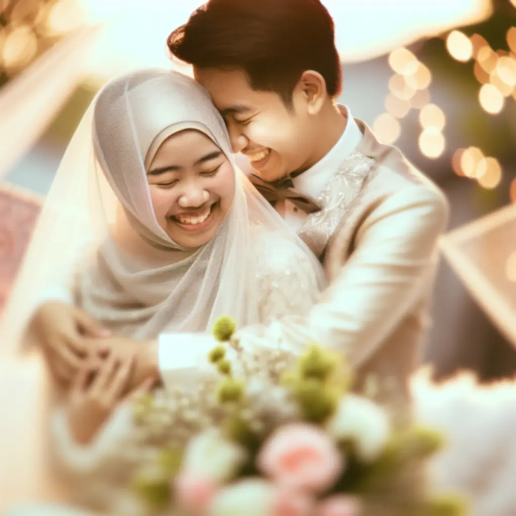 Emotioneel moment tijdens een trouwvideo, bruidspaar omhelst elkaar