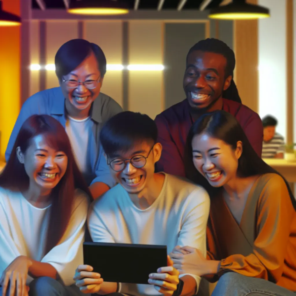 Tevreden klanten die hun video-opname terugkijken